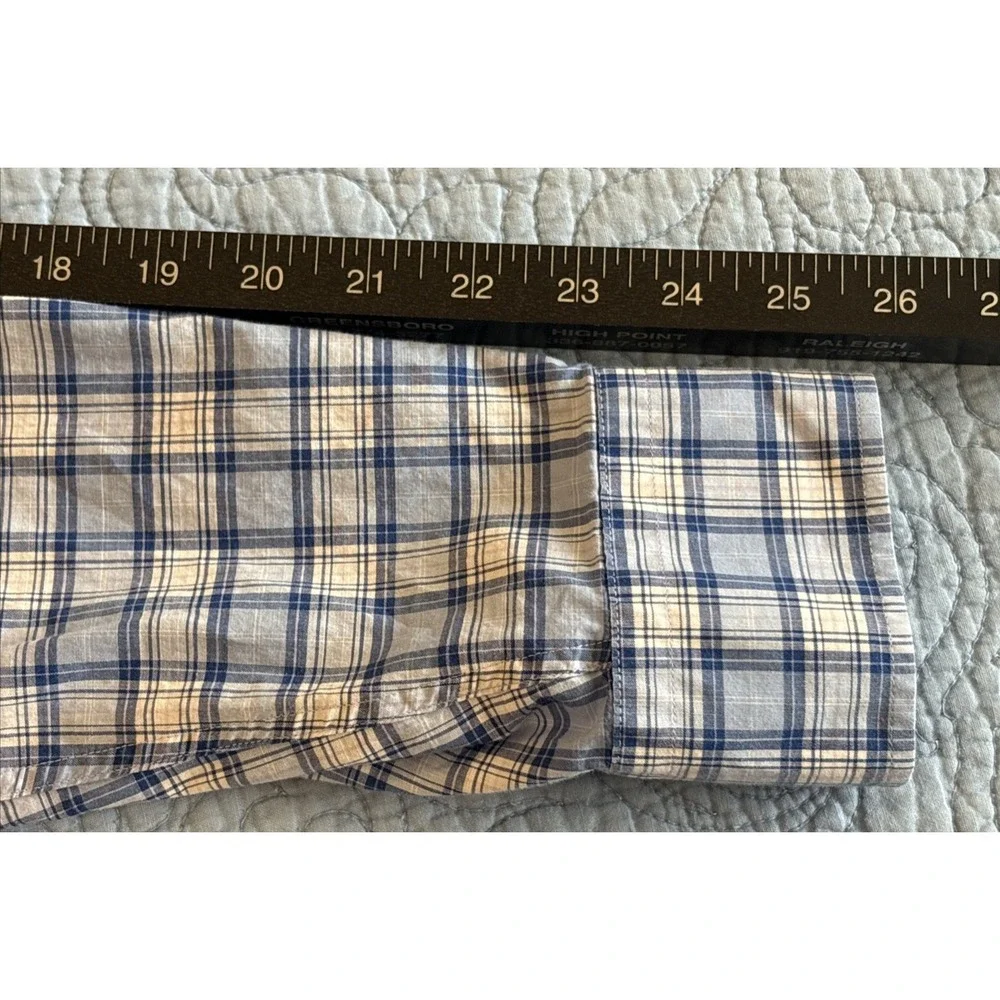 PETER MILLAR Large Blue Plaid Crown Reed Cotton-Blend Sport Shirt